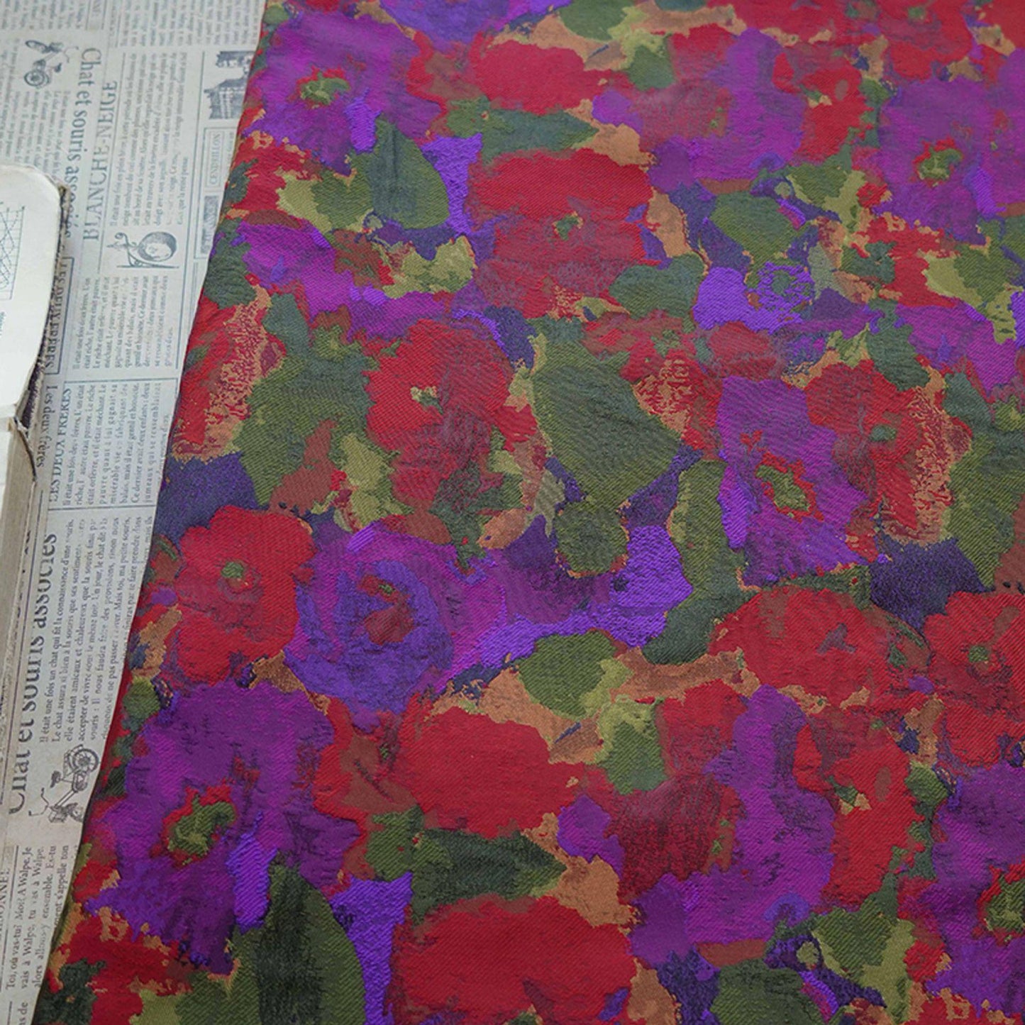 Floral Jacquard Fabric: Oil Painting Style, 59" Wide - By The Meter