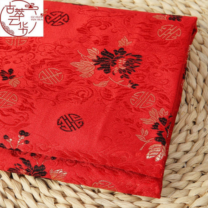 Chrysanthemum Brocade Fabric: Vintage Chinese Satin Silk (By The Meter)