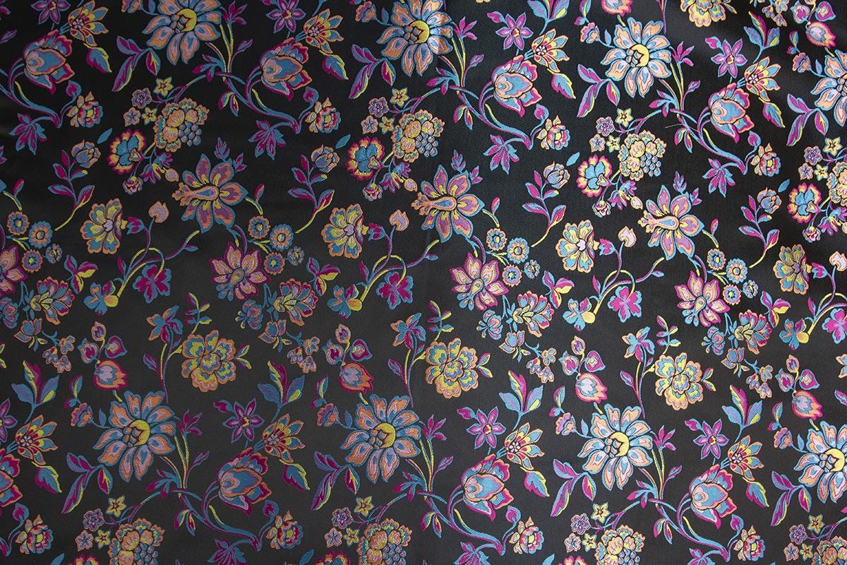 Tissu brocart jacquard à motif floral : tissu d’ameublement gaufré, 150 cm de large