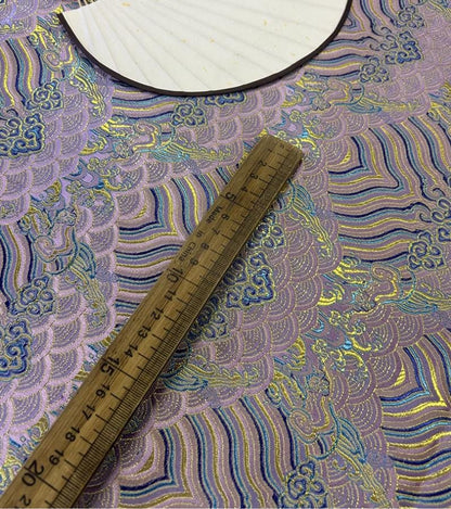 Lilac Ocean Waves Brocade Fabric: 29.5" Wide Rayon Silk Jacquard