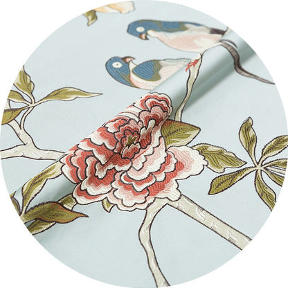 Jacquard Satin Fabric: Chinese Birds & Tree Print, 59" Wide