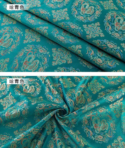 Teal Brocade Fabric: 59"W Rayon Blend, Square Pattern