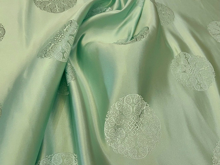 Mint Green Silk Brocade Fabric: Chinese Cheongsam Costume Material