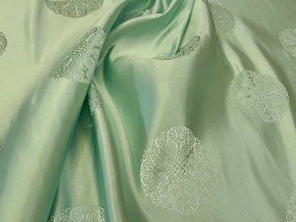 Mint Green Silk Brocade Fabric: Chinese Cheongsam Costume Material