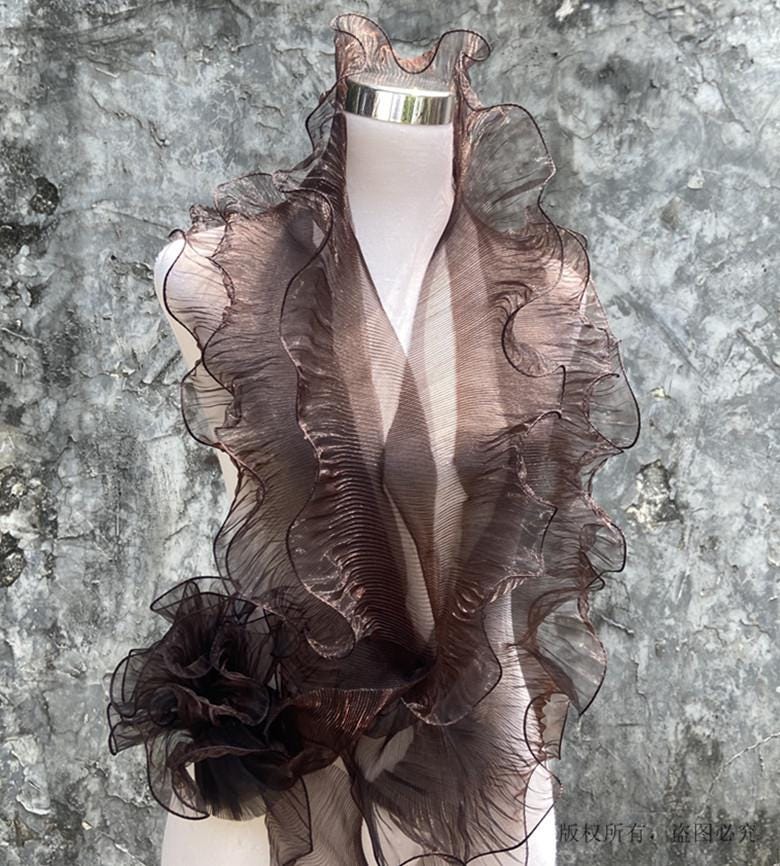 3D Ruffle Organza Fabric: Two-Toned Stiff Texture (13cm Wide)