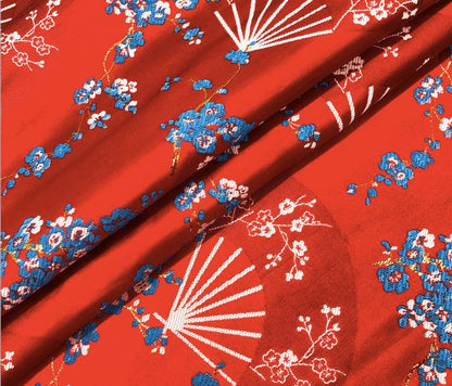 Tissu brocart à fleurs de prunier rouge : Matériel de couture pour cheongsam qipao