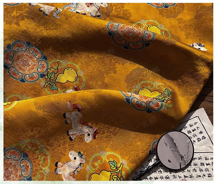 Horse Jacquard Rayon Fabric ��� Fortune & Prosperity Xiangyun Pri"W