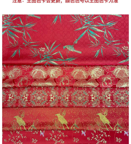 China Red Jacquard Fabric: 59"W Rayon Brocade for Cheongsam