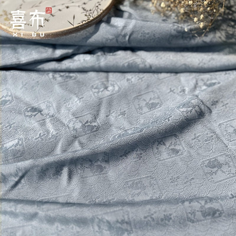 Rabbit Jacquard Silk Satin Fabric: Retro Chinese Pattern Upholstery, Sewing, Qipao