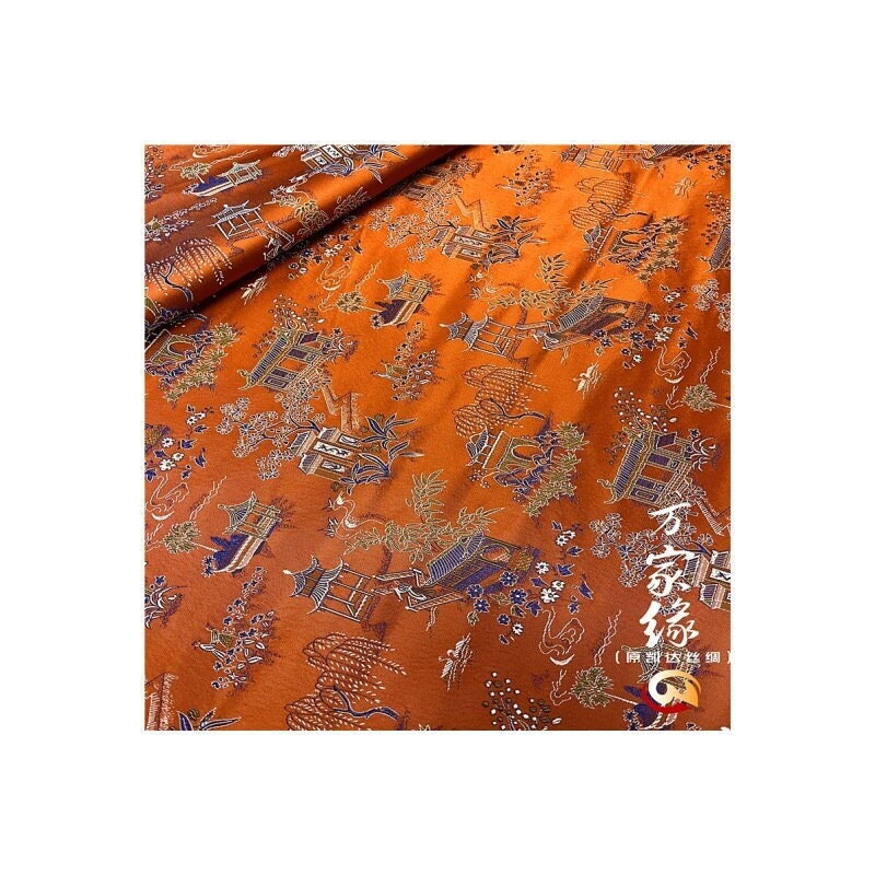 Qingming River Silk Brocade Fabric: Jacquard Damask, Upholstery & Costume (45"W)