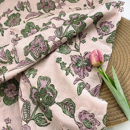 Pink Floral Jacquard Fabric ��� Embroidered Cott" Wide
