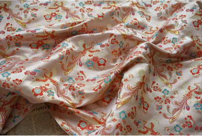 Phoenix Bird Brocade Fabric: 60"W Jacquard Satin, Home Decor Sewing Fabric