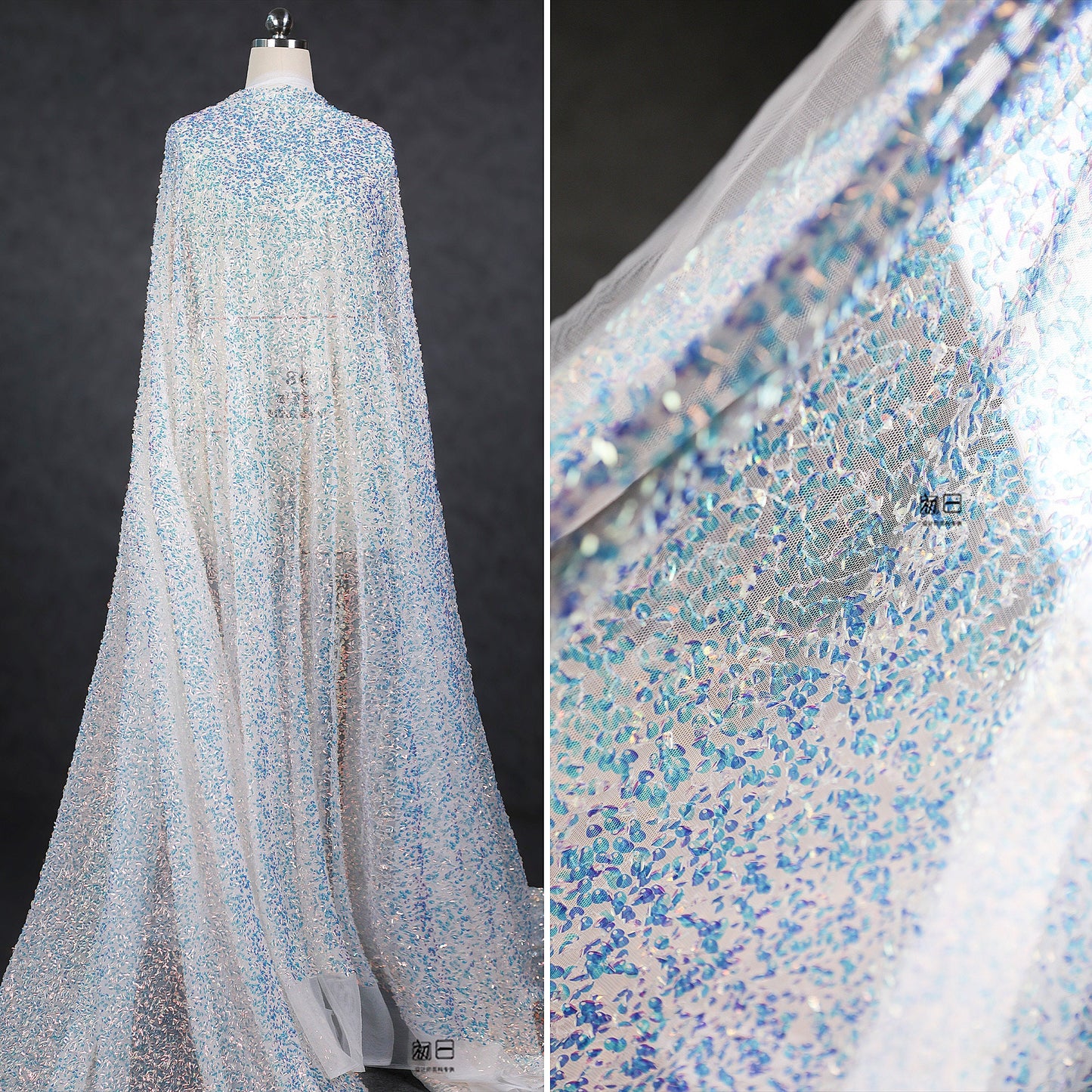 Hand-stitched Sequin Mesh Fabric, Symphony Glitter, Prom Dress, Doll Making