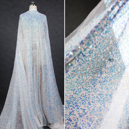 Hand-stitched Sequin Mesh Fabric, Symphony Glitter, Prom Dress, Doll Making