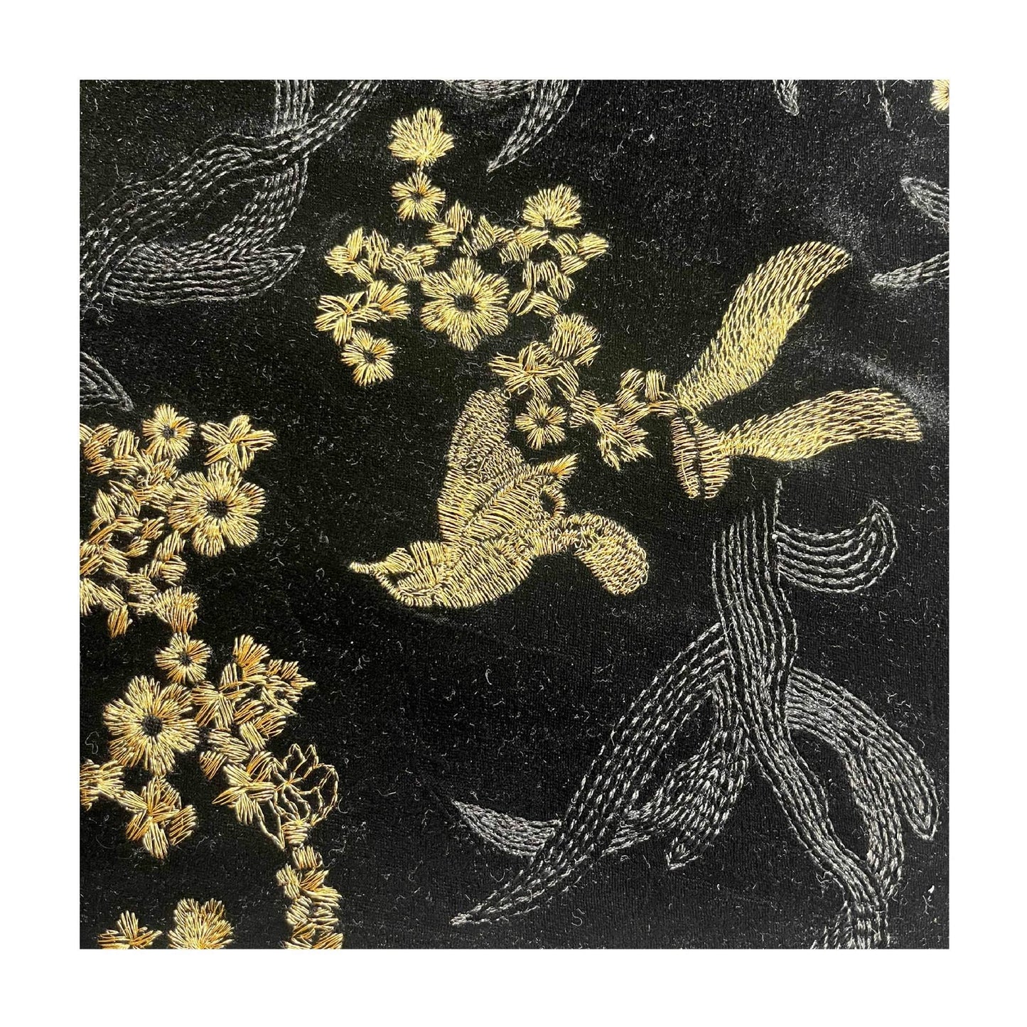Magpie Embroidery Velvet Fabric: 49" Wide Sewing Material