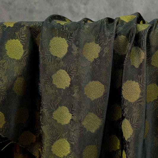Vintage Floral Jacquard Fabric | Dark Embossed Pattern, 59"