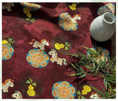 Horse Jacquard Rayon Fabric ��� Fortune & Prosperity Xiangyun Pri"W