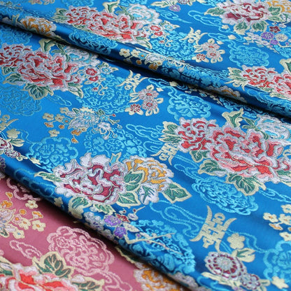 Tissu brocart à motifs floraux : jacquard de soie et rayonne de style sino-mongol