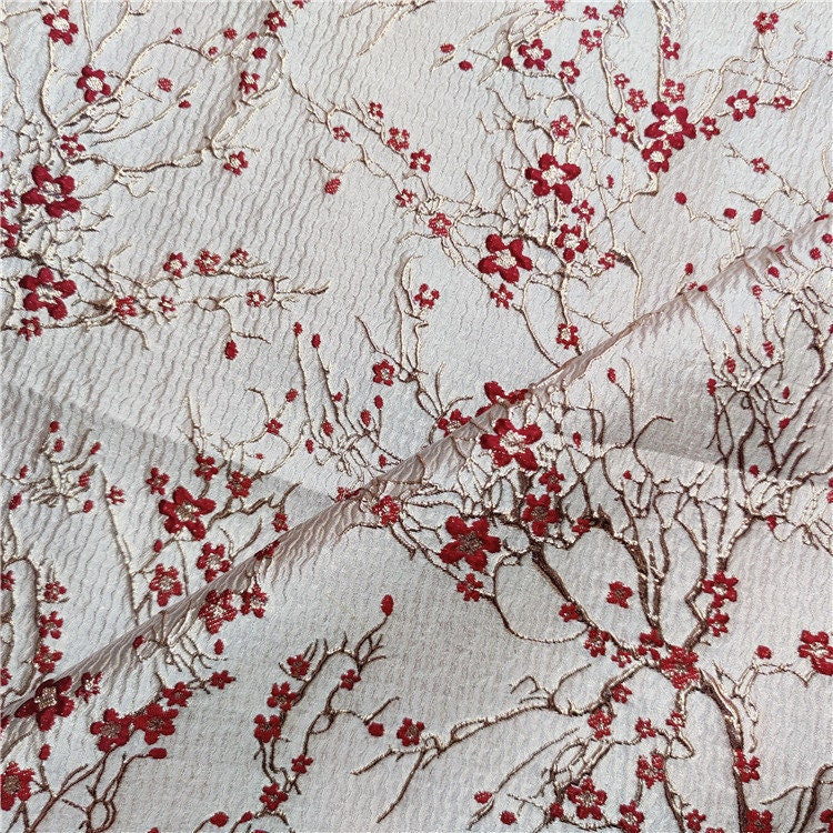 Gold Thread Jacquard Fabric: 3D Summer Leaves Upholstery, Prom Dress Sewing Fabric
