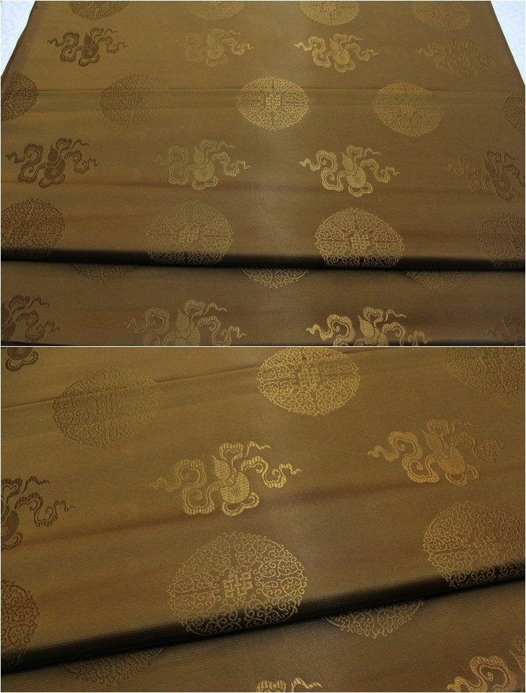 Jacquard Silk Brocade Fabric: Chinese Mongolian Style (29.5" Wide)