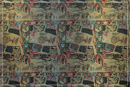 Gold Thread Song Brocade Jacquard Fabric, Tibetan Style, 59" Wide