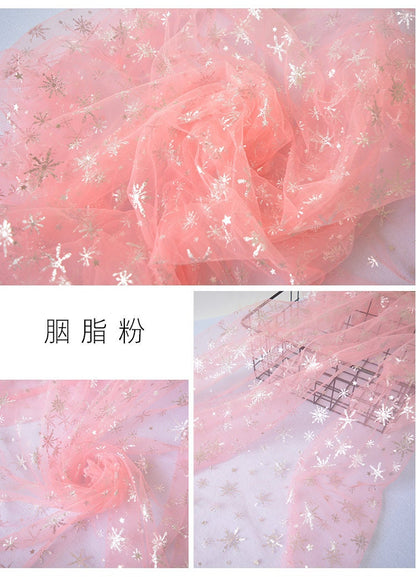 Tissu organza transparent à étoiles : Tissu pour robe La Reine des Neiges, 152 cm de large