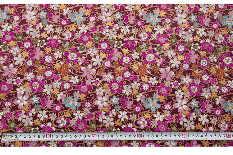 Japanese Cherry Blossom Brocade Fabric: Silk Rayon Jacquard (29.5"W)
