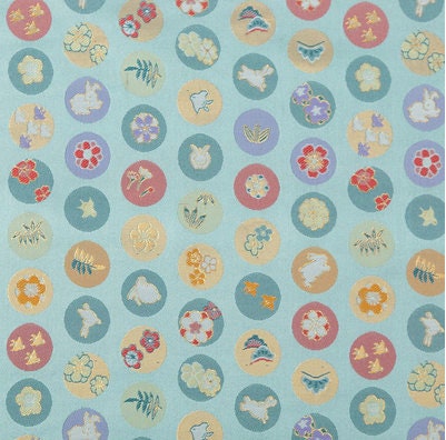 Japanese Nishijin Easter Bunny Brocade Fabric: Silk Rayon Jacquard