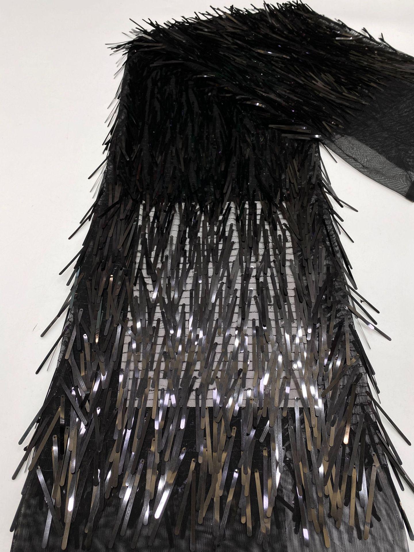 Tissu à broder à paillettes : bandes fluides de 4 mm x 60 mm, pour la confection de robes à faire soi-même