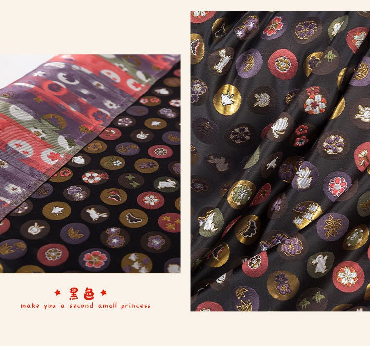 Japanese Nishijin Easter Bunny Brocade Fabric: Silk Rayon Jacquard