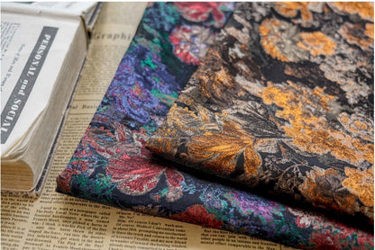 Autumn Floral Jacquard Fabric: Retro Palace Style, 62" Wide