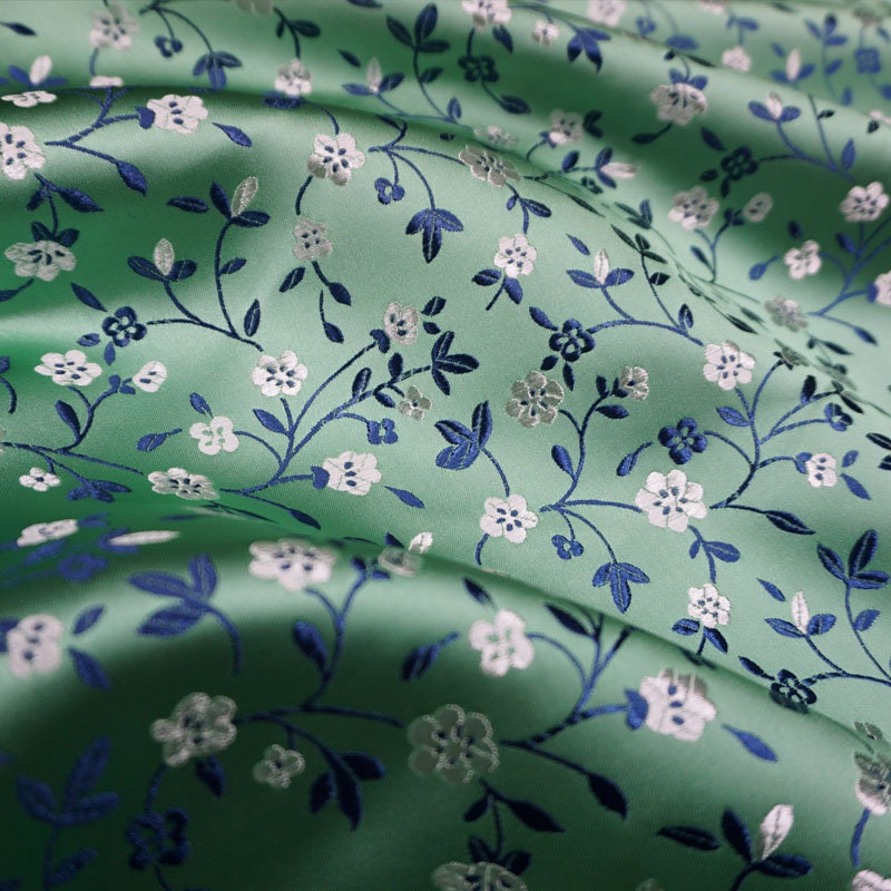 Floral Silk Brocade Fabric: Delicate Tangled Flowers, 45"W