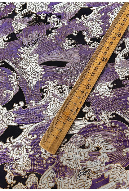 Tissu brocart à vagues violettes : Matériel de couture pour kimonos japonais