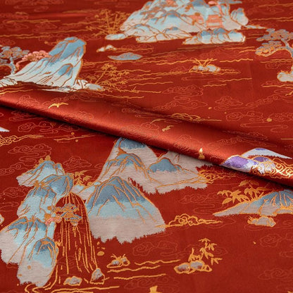 55" Landscape Painting Brocade Fabric: Emperor Tibetan Style