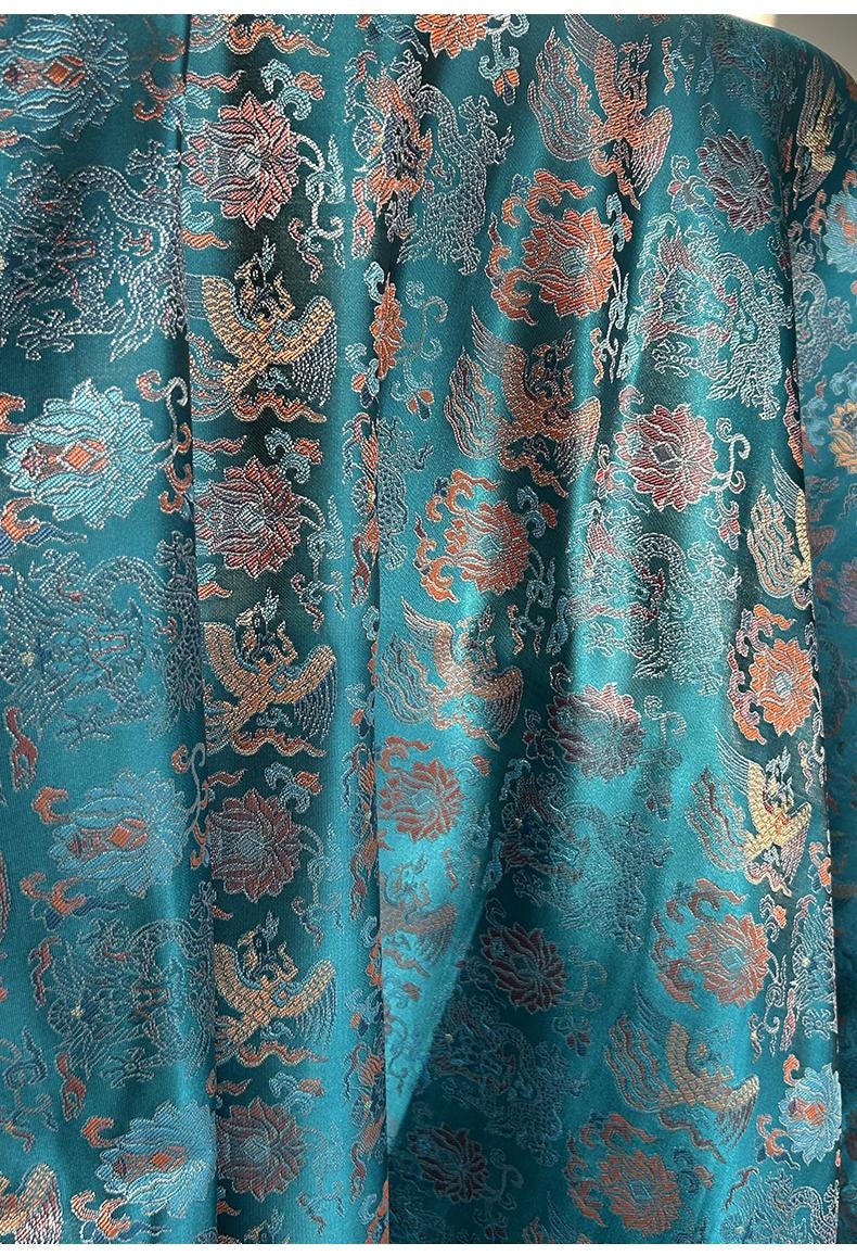 Dragon and Phoenix Brocade Fabric: 58"W Cheongsam Quilting Material