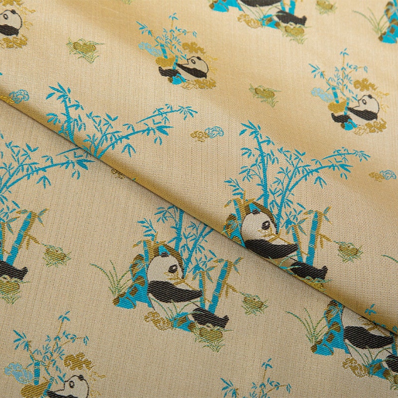 Tissu brocart jacquard bambou Panda : mélange de rayonne de 150 cm de large