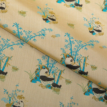 Tissu brocart jacquard bambou Panda : mélange de rayonne de 150 cm de large