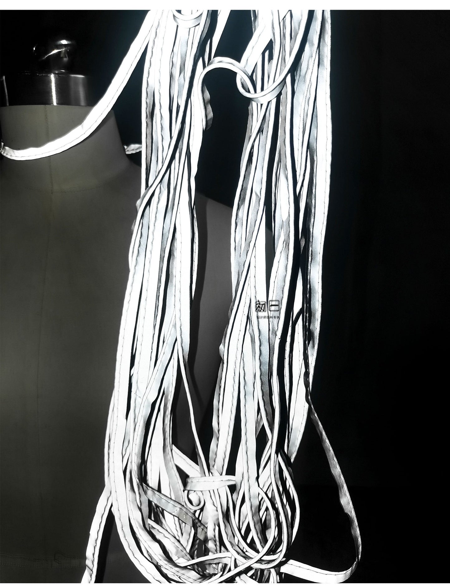High Visibility Reflective Fabric Strip: Silver Luminous Rope Edging