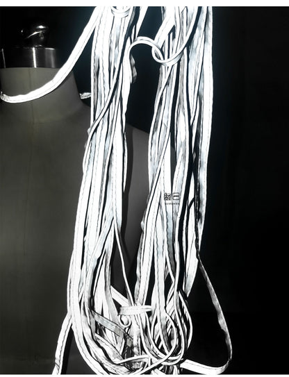 High Visibility Reflective Fabric Strip: Silver Luminous Rope Edging