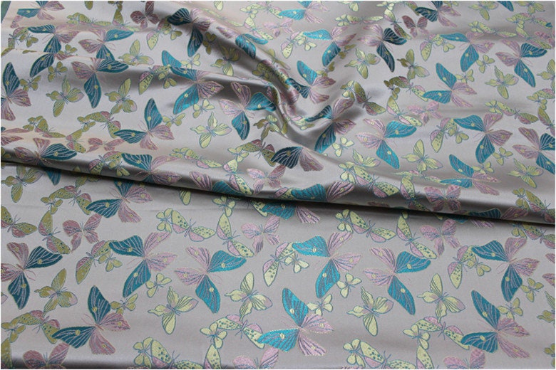 Butterfly Brocade Fabric: Silk Rayon Jacquard, Home Decor Cloth