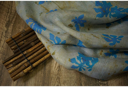 Tissu ramie à motif floral : textile doux pour vêtements et maison, 140 cm de large