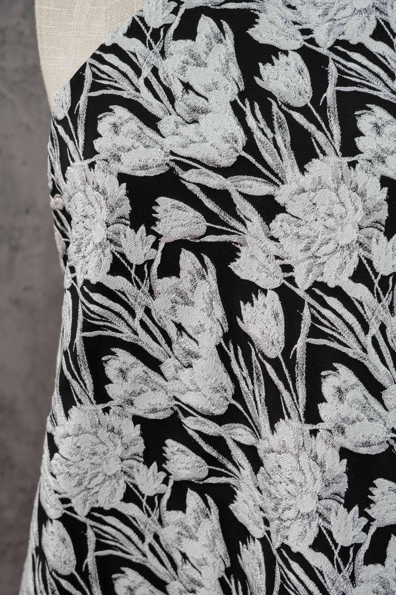 Elegant Black & White Floral Jacquard Quilting Fabric ��� Upholstery, Furniture, Bags, Sofa, DIY Sewing, Home Dec"Wide