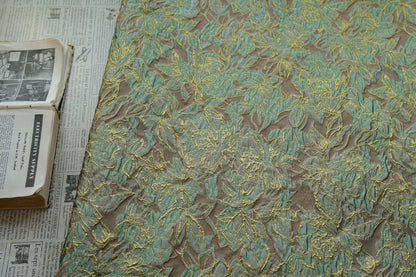 Embossed Floral Jacquard Fabric ��� Gold Thre" Wide