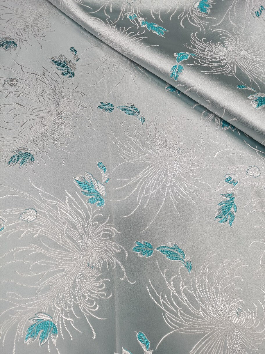 Chrysanthemum Brocade Fabric: 45" Wide Satin Jacquard Damask - Costume & Decor