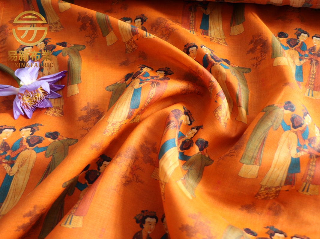 Tang Yin Court Ladies Linen Fabric: Ming Dynasty Sewing & Upholstery