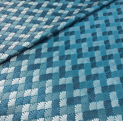Tissu brocart jacquard coquillage : damas de soie et rayonne de 75 cm de large