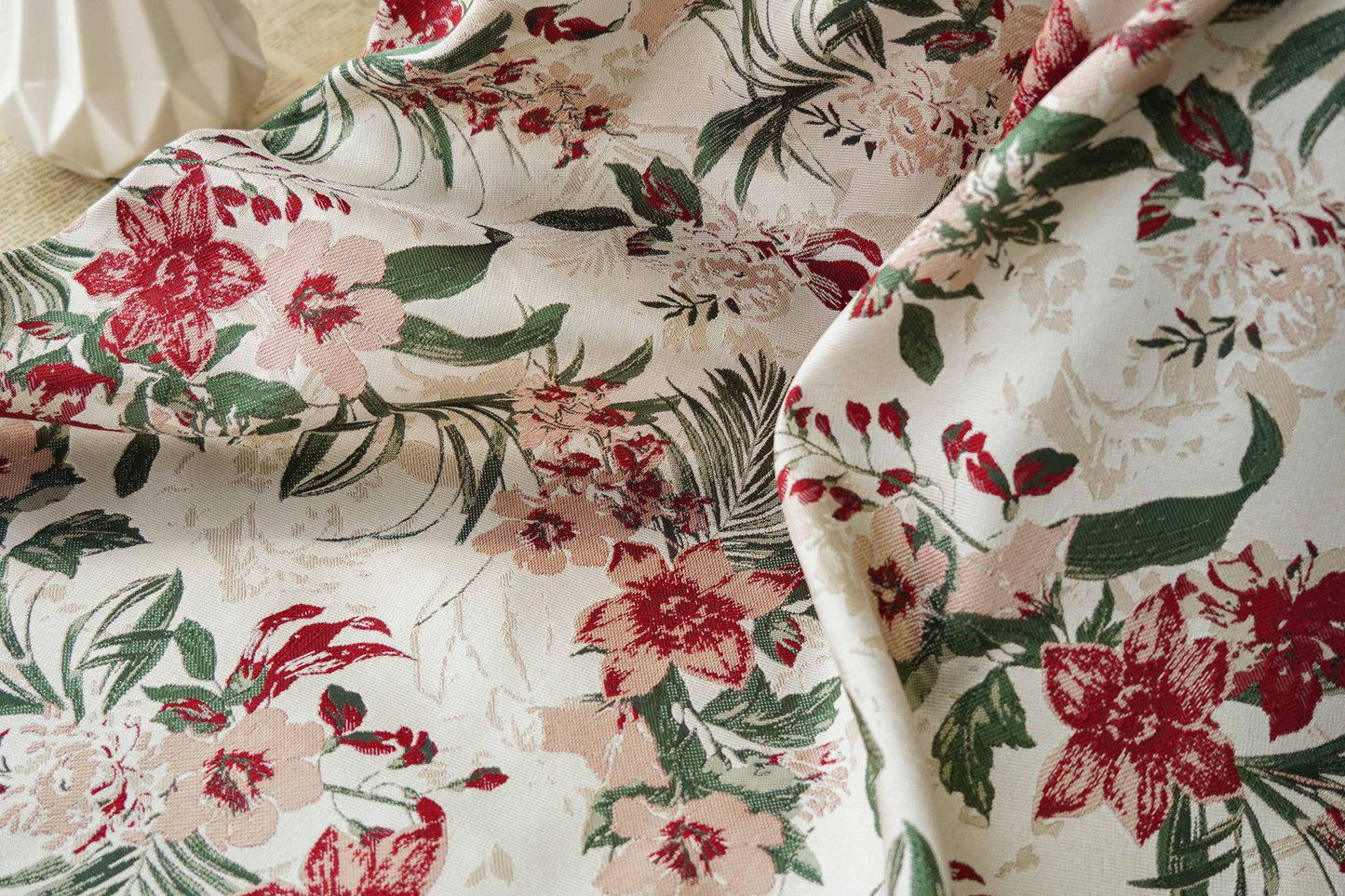 Floral Jacquard Woven Fabric: Embossed Oil Painting Style, 58"W