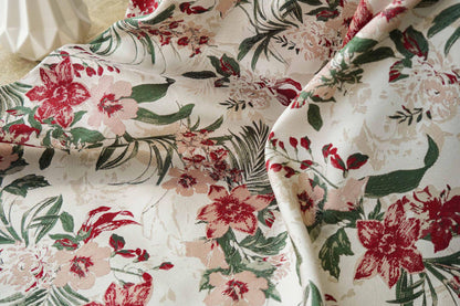 Floral Jacquard Woven Fabric: Embossed Oil Painting Style, 58"W