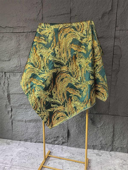 Gold Thread Jacquard Fabric: Green Mountain Upholstery, Costume, Decor (59" W)