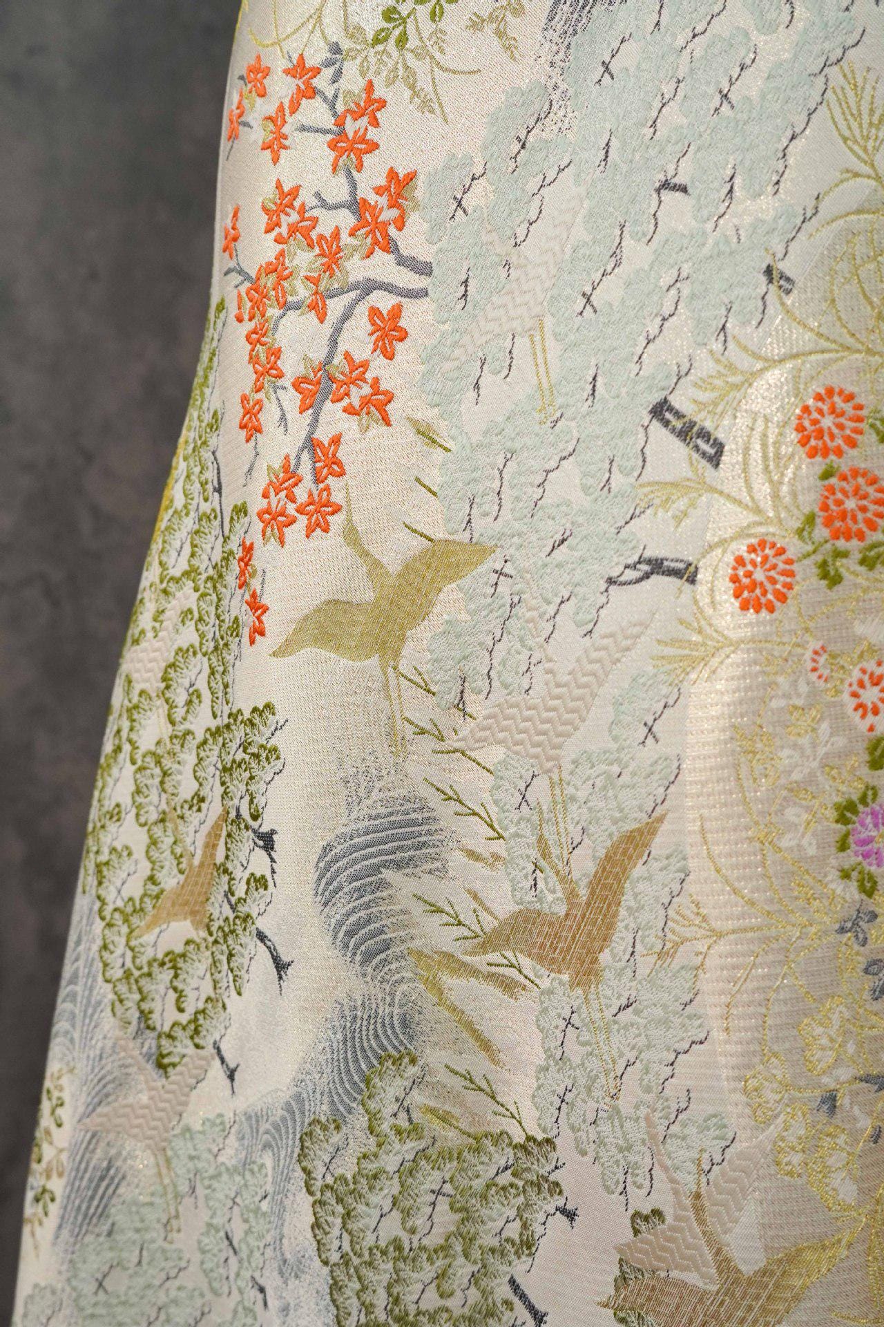 Jacquard Upholstery Fabric: Chinese Painting Pattern, Gold Thread (59" Wide, By The Meter)
